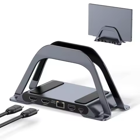 PULWTOP USB C Laptop Docking Station Stand, Vertical Dock Stand with 2 HDMI Ports for Dell/Hp/Lenovo
