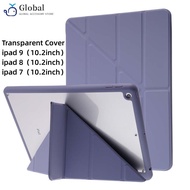 Cute Transform Stand Case with Build-in Pencil Slot for iPad 9 A2602 A2604 A2603 A2605 Transparent Cover iPad 7 iPad 8 7th 8th 9th Generation 10.2 inch Shockproof Holder