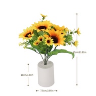 Vimite Sunflower Warm Table Lamp Simulation Flower Pot Green Plant Indoor Living Room Bedroom Bedsid