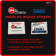 Speedmaster Daiki Engine Oil Mileage stickers