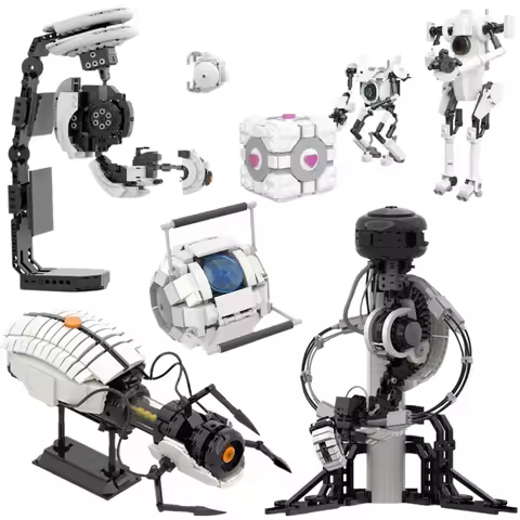 Fiction Game MOC Future Science Apertured Portal 2 GLaDOS Atlas and P-Body Robot Building Blocks Mod