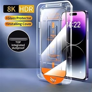 Tempered Glass iPhone 16 15 14 13 12 11 Pro Max 7 8 Plus X XR XS Max HD Screen Protector Easy to Ins