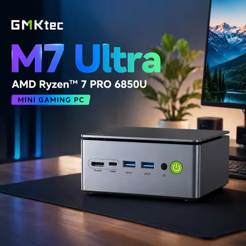 GMKtec M7 Ultra Mini PC AMD Ryzen 7 PRO 6850U Radeon 680M DDR5 WiFi 6E BT5.2 Dual 2.5G LAN Dual USB4