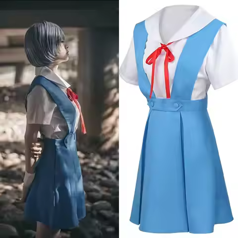 Anime Ayanami Rei Asuka Cosplay Eva Costumes School Uniform Sweet Dress Wig Women JK Uniform Asuka C