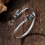 JF Dragon Head Bracelet 999 Silver Bangle Jewelry Gift For Man