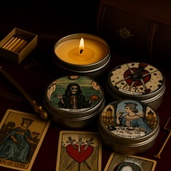 Tarot Card Scented Candle 60 ml. Soybean Aroma Eakrey Tea Citrus & Mint Rose soywax Gift Relaxing Gy