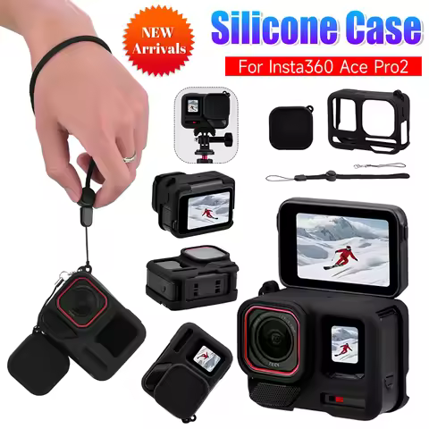 For Insta360 Ace Pro2 Accessories Silicone Case Rubber Shell Protector Silica Gel+Lens Cap Cover For
