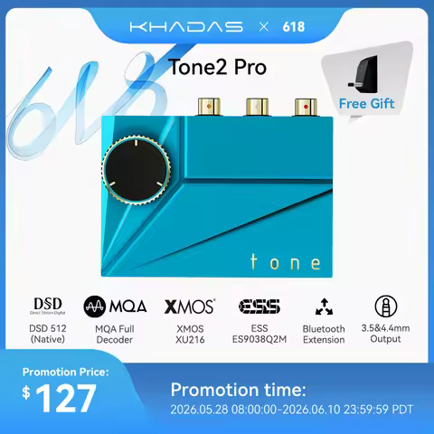 Khadas Tone2 Pro Mini Desktop Headphone Amplifier DAC Digital Analog Converter with 4.4/3.5/RCA Outp