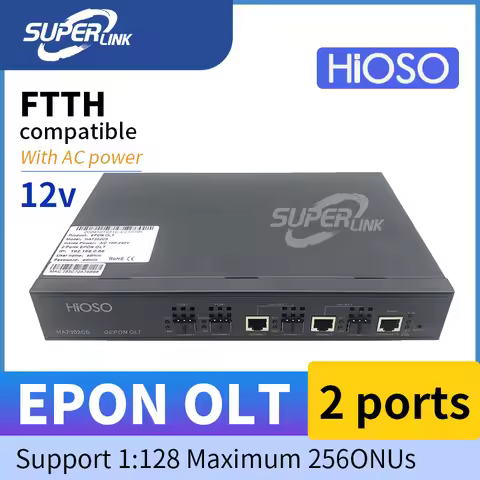 HIOSO OLT EPON MiNi 2PON EPON OLT DC12V WEB SNMP COMPATIBLE WITH HUAWEI ZTE Fiberhome EPON XPON