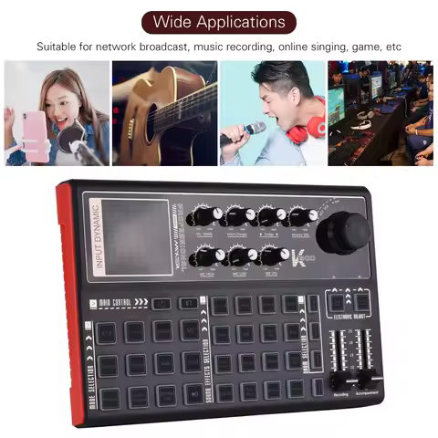 Muslady SK300 Live Sound Card External Voice Changer Audio Mixer Built-in Rechargeable Battery Multi