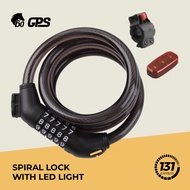 Golden Pistol Sixty Spiral Lock with LED Light [ Bike Lock, Anti-Shear, Strong Coil Cable, Quick Release Bracket ]