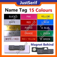 Name Tag Pengawas 1 line Rumi with Magnet fastner pin green, red, merah,blue, biru, yellow, kuning, 