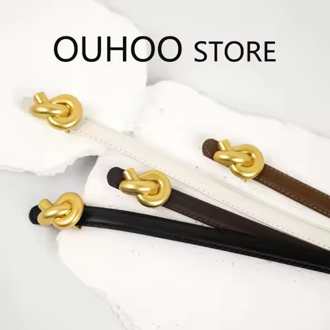 Genuine Leather Women Fashion Belt Gold Knot Buckle Belts Cummerbund For Dress Jeans Adjustable Luxu