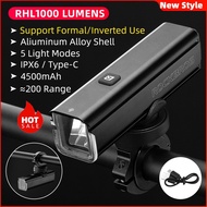 ROCKBROS 400/1000 Lumens Rainproof USB Rechargeable Bikes Bicycles MTB Headlight