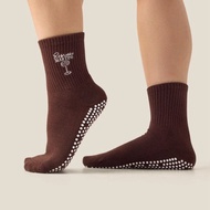 MoveActive - Pilates Socks - Crew Grip Socks - Espresso Martini Brown Non Slip Grip Socks - Yoga Bar