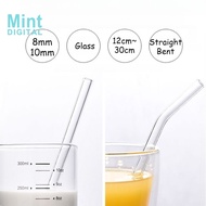 12cm-30cm Lengh! 8mm 10mm Glass Straw with Cleaning Brush Straight Bent Short Long Heat Resistant Hi