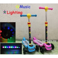 Kids Children 3 Wheels Music &amp; Lighting Scooter Adjustable Height