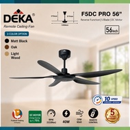DEKA F5DC Pro Remote Ceiling Fan 10 Speed DC Motor | Black | Oak | Light Wood | 56'' ABS 5 Blade Kip