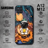 HP Softcase Glass Kaca SAMSUNG A12 M12 CUTE ASTRONAUTS Motifhp - SAMSUNG A12 Case - SAMSUNG M12 Casi