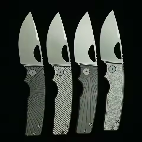 LEMIFSHE New OZ Rosie Real Titanium Alloy Handle M390 Steel Ceramic Bearing Outdoor Camping Survival