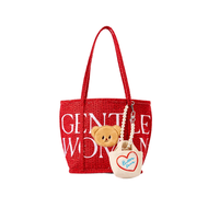 Gentlewomen Butterbear Brown/Red Hauler Bag กระเป๋าพร้อมพวงกุญแจตุ๊กตา กระเป๋าสะพายข้างผู้หญิง กระเป