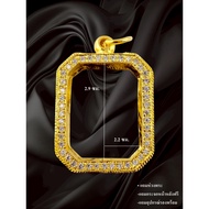 Double Dragon Amulet Cartridge Frame Of Luang Pho Pan Surrounded By Diamonds 2.2*2.9 Cm./Made Of Pur