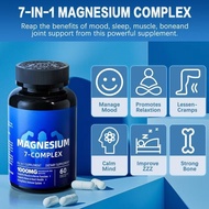 Magnesium 7-Complex 1000mg – 60 Capsules | 7-in-1 High Absorption Magnesium with Vitamin B6, D3 & Zi