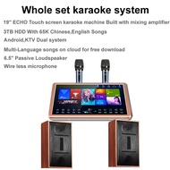 Whole set KTV Equipment,19.5'' ECHO Touch screen player,6.5'' Loudspeaker,3 HDD 65K Chinese,English Songs preloaded,Wireless micMulti-Language songs on cloud for download,Android,KTV Dual system,Online Cinema,Smart AI Voice