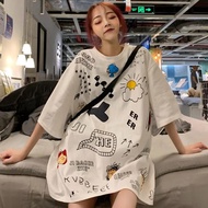 Harajuku BF style loose large size fat mm 220 catties student short-sleeved top graffiti half-sleeve