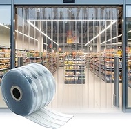 Clear Ribbed PVC Strip Curtain 65.6' Length X 7.87'' Width x 0.08'' Thick Plastic Curtain Door Strip