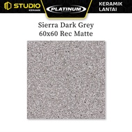 Sierra Dark Grey 60x60 Rec Matte PLATINUM Keramik Lantai Kasar Motif Batu Terrazo Warna Abu