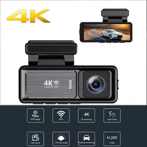 3inches 4K+1080P Dashcam Dual Lens Video Record WIFI GPS Rear View Auto Reverse Parking Remote Live 