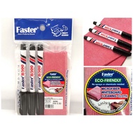 FASTER B500 WHITEBOARD MARKER VALUE SET (3PCS + 1 MIRCO FIBRE CLOTH)