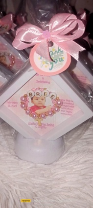 40pcs 3D Frame w/ personalized name Rosary Souvenir for christening and Birthday