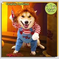 Dog Cat Pet Funny Costume Chucky Deadly Doll for Party Fancy Festival Pet Cosplay Apparel Clothing