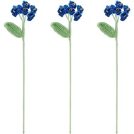 FINGERINSPIRE 3 PCS Crochet Forget Me Not Flower Marine Blue Handmade Crocheted Forget Me Not Flower