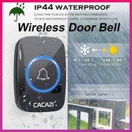 CACAZI New Waterproof Wireless Doorbell 300M Remote CALL UK Plug Door Bell 60 Chime Door Ring
