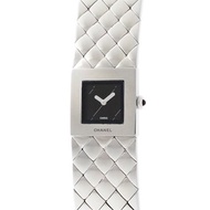 稀有中古二手Chanel Metalaase黑銀色石英古董錶金屬帶女裝手腕錶