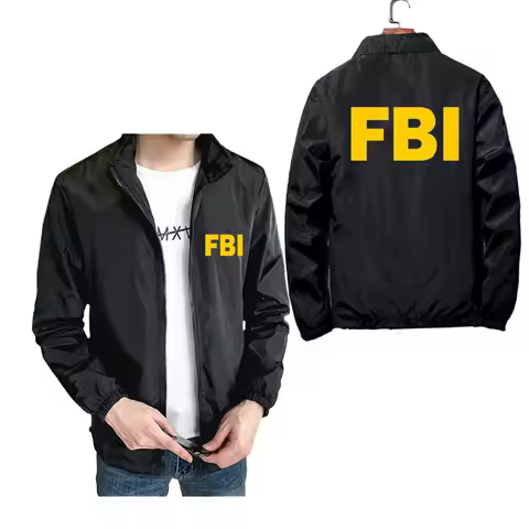 FBI United States FBI Shield Mens Bomber Zipper Jacket Male Casual Pilot Coat Unisex Zipper Pilot t 