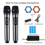 Wireless Microphone Dual Mike UHF Karaoke Handheld with Rechargeble Battery for Audio Mixer Murah Mi