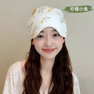 Pure Cotton Thin Spring Summer Postpartum Hat French Butterfly Knot Sweat Absorbent Large Head Size
