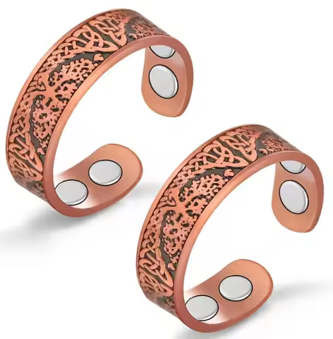 1pc Magnetic 99.99% Pure Copper Rings 4pcs Magnets Tree of Life Gifts for Friends Adjustable Ring An