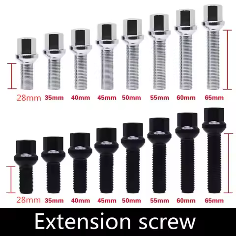 10 piece 28/35/40/45/50/55/60mm lengthen Steel Wheel Bolts M14 x 1.5mm WHEEL NUTS SEAT SUIT FOR VW V