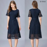 51-1043 Navy Blue Party Dress Large Size Bust 40-46 Inches