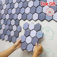 5PC Clever Mosaics Hexagon Vinyl Sticker Self Adhesive Wallpaper 3D Peel and Stick Wall Tiles for Backsplash - 1 Sheet