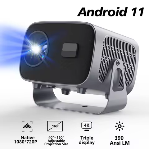 4K HY310 Projector Android 11.0 390ANSI BT5.0 1080P Home Cinema Theater Office Outdoor Smart Portabl