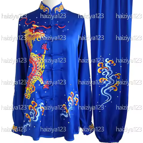 Embroidered dragon Tai chi uniform Kungfu clothing Taiji clothes Qigong Wushu costume for male femal