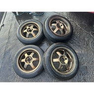 Japan Used Volk Rays Te37cup Sport Rim 15inch 6.5jj Of+35 Ori Bronze Colour With Tyre 185/60R15