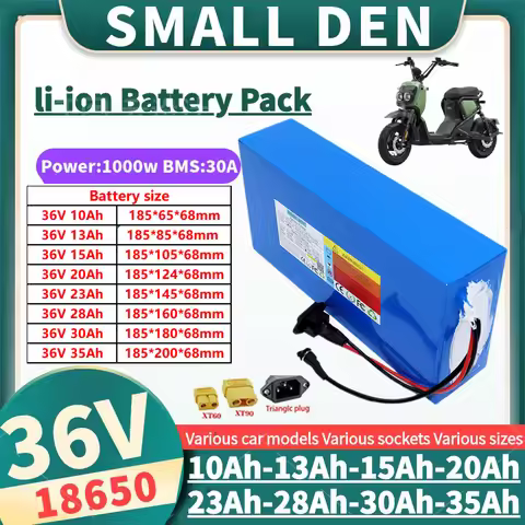 36V 10Ah 13Ah 15Ah 20Ah 23Ah 28Ah 30Ah 35Ah 18650 Lithium Battery Pack with 30A BMS 1000W for E-Tool