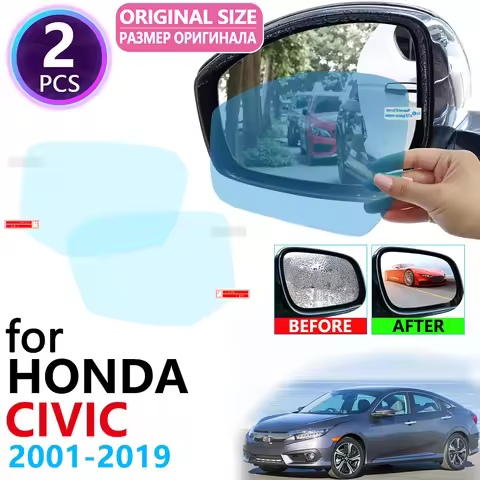 for Honda Civic 7 8 9 10 EU FB FK FA FD 2001~2019 Full Cover Rearview Mirror Anti-fog Rainproof Anti